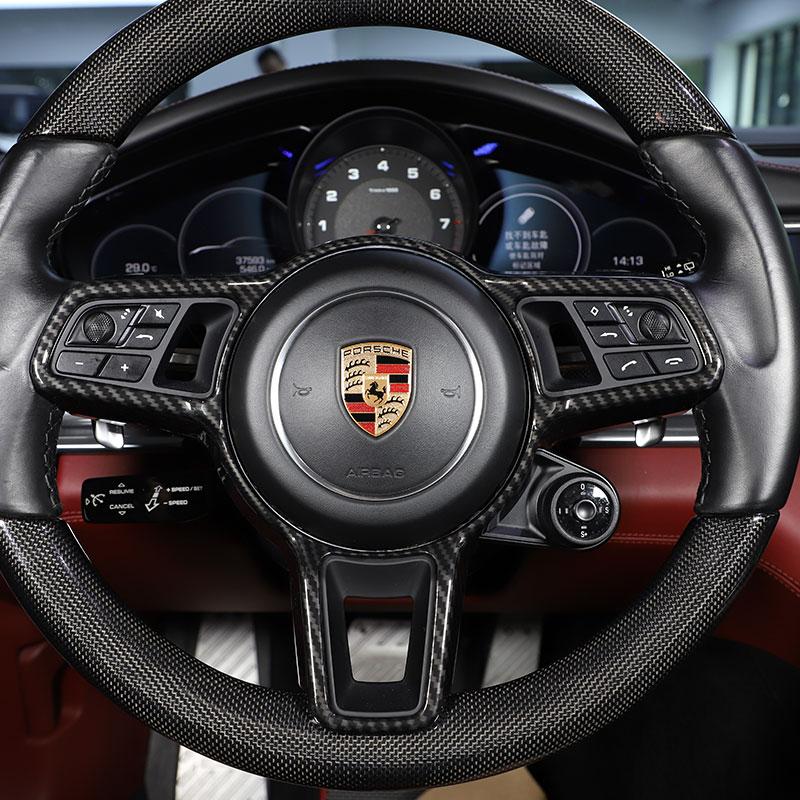 For Porsche 718 911 918 2016- ABS Matt black/Carbon Fiber/Red Car Steering Wheel Frame Cover Trim Sticker Auto