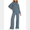 Women's Fashion Casual Color Loose Mock Neck Sweatshirt Suit