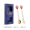 2025 Christmas Spoon and Fork Set Stainless Steel Creative Tableware Coffee Tea Dessert Spoon Spoons with Gift Box 6Pcs New