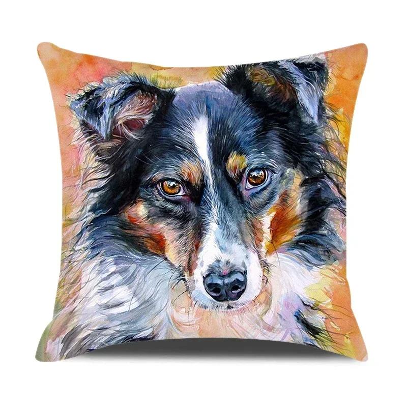 Watercolor Animals Cushion Cover 45X45Cm Cartoon Animals Portrait Printed Throw Pillow Cover Home Decorative Pillowcase For Sofa