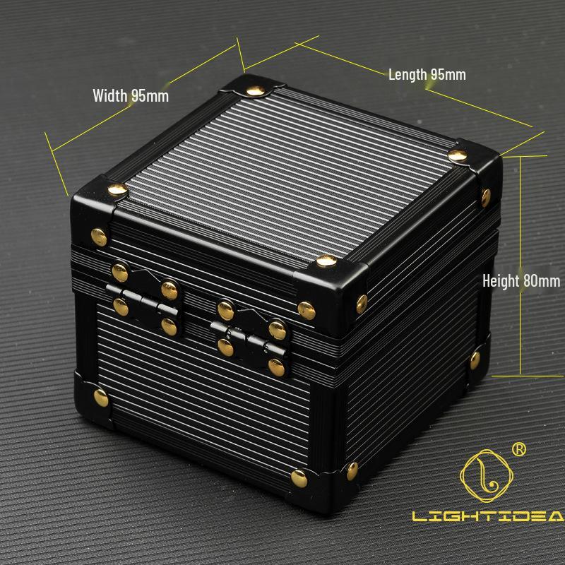 Pure Black & Sky Blue Aluminum Watch Storage Box with Transparent Lid