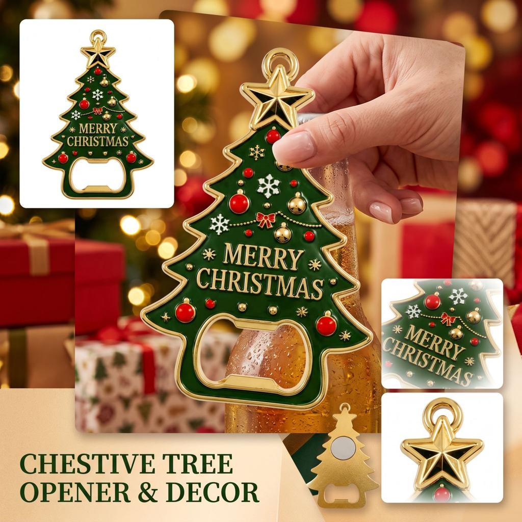 Christmas Tree with Refrigerator, Opener for Holiday Party Favors and Small Gifts