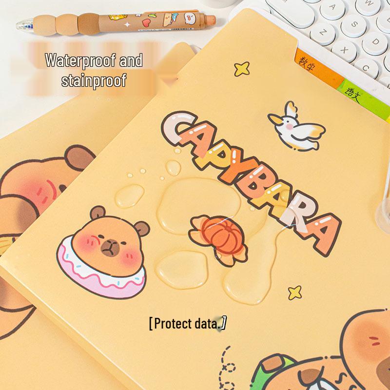 Capybara Accordion A4 Student File Bag - Large Capacity, Multi-Layer Document Organizer