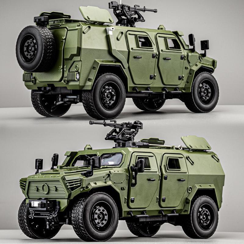 1/18 DONGFENG Warrior Military Alloy Armored Car Model Diecasts Metal Tank Explosion Proof Car Off-road Vehicles Model Sound Light Kids Toys Gift