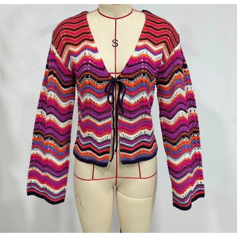 Women's Fall and Winter Wavy Patchwork Striped Sweater