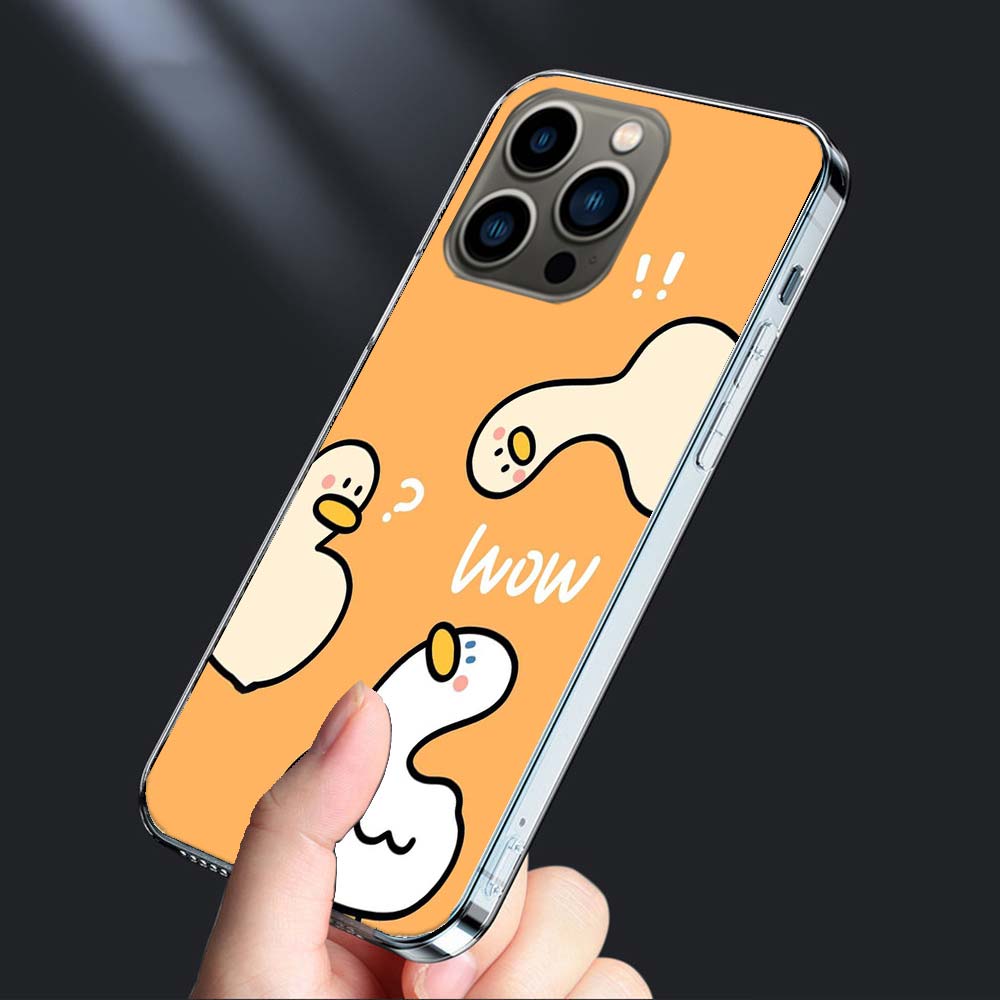 Cute Cartoon Duck Phone Case For Iphone 16E 15 Pro 14 Plus 17E 16 17 Pro Max Air 11 12 13 Mini Shockproof Capa Cute Cover TPU