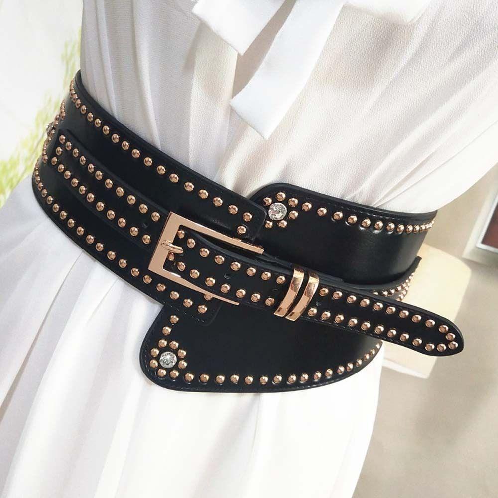 Personalized Design Rivet Wide Waistbands Adjustable Irregular Leather Belt Skirt Accessories