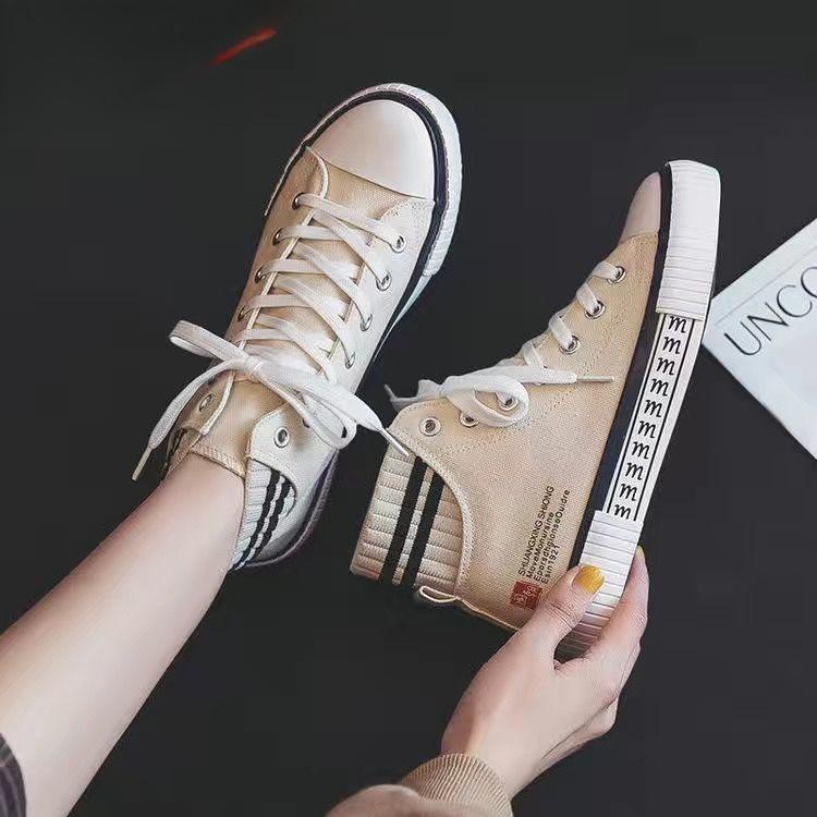 High-top Canvas Shoes for Women Korean Version Platform Shoes Spring Versatile Casual Shoes