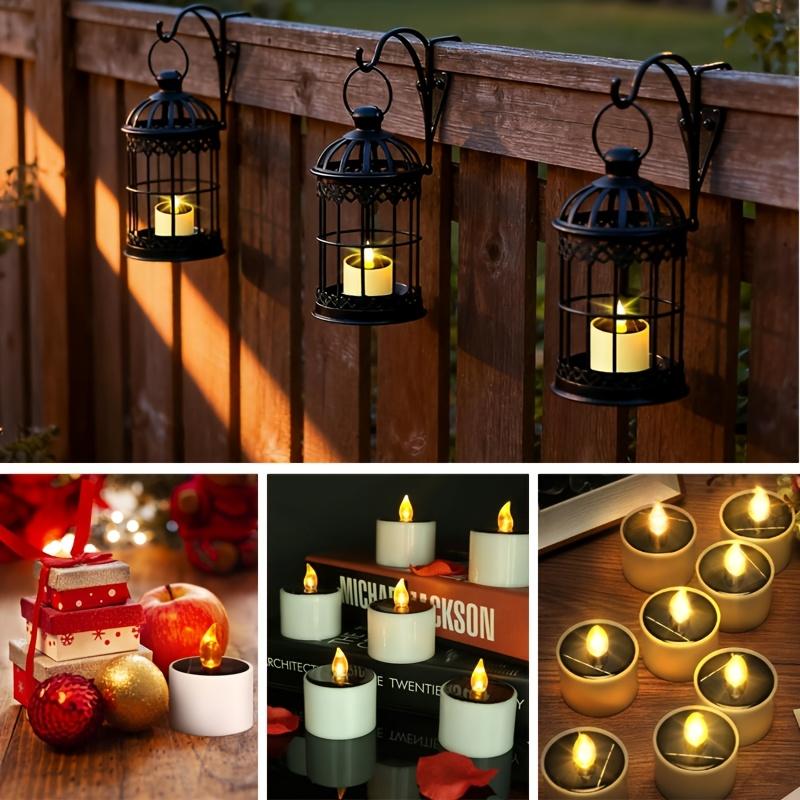 12 Solar-powered Tea Lamps Outdoor Flickering Flameless LED Candles Suitable for Lanterns Gardens Camping and Home Decoration