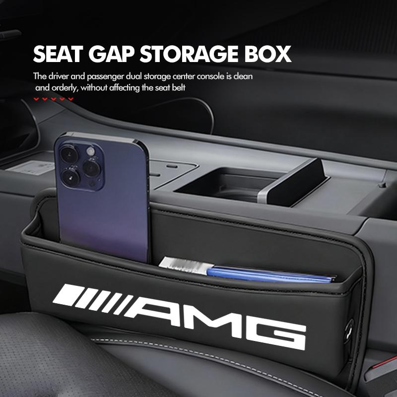 AATU1 Car Leather Seat Gap Organizer Side Pocket Seat Storage Box Interior Accessories For AMG Mercedes Benz B-CLASS C-CLASS GLC GLE