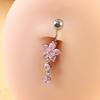 Rhinestone Flower Pendants Belly Button Ring Stainless Steel Body Piercing Jewelry  Girls