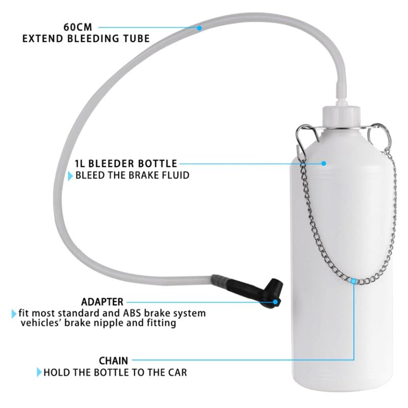 

Инструменты для прокачки тормозной системы 1 человек 1 л Комплект для прокачки тормозов Высокопрочная трубка Резиновый соединитель Для автомобиля Мотоцикла Квадроцикла