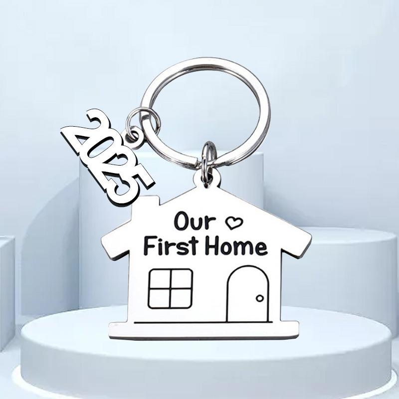 2025 Our First Home Key Ring Housewarming Keychain Stainless Steel Key Holder Personalized Metal Keyring Creative Key Chain Gift