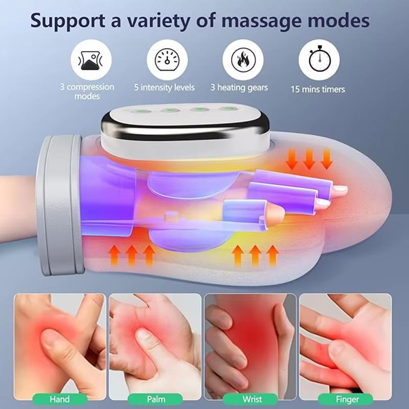 Portable Electric Hand Massager with Heat - Cordless Air Compression Relaxation Device