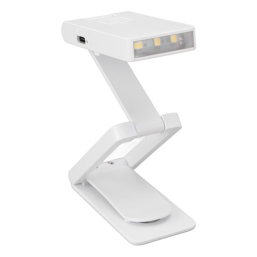 Foldable Book Light for Reading in Bed 3 Color Temperatures Stepless Dimmable USB Rechargeable Clip 