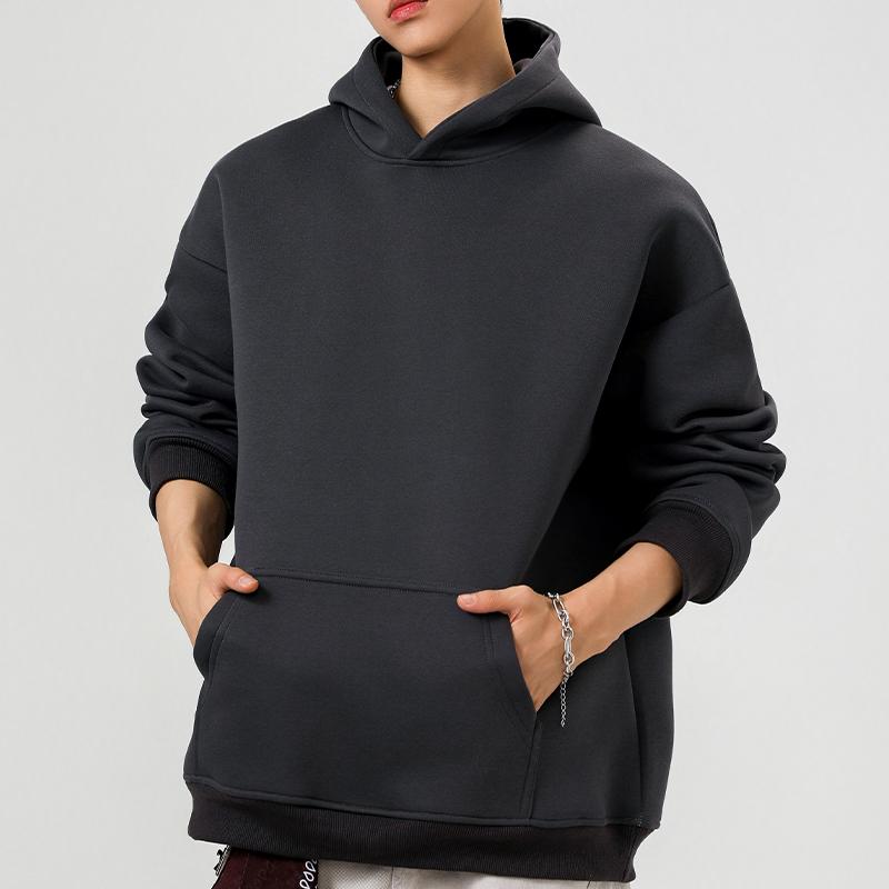 Herbst Winter Herren Einfarbig Hoodies Mode Herren Lässige Sweatshirts Herren Harajuku Warm Übergroß Hip Hop Streetwear Pullover