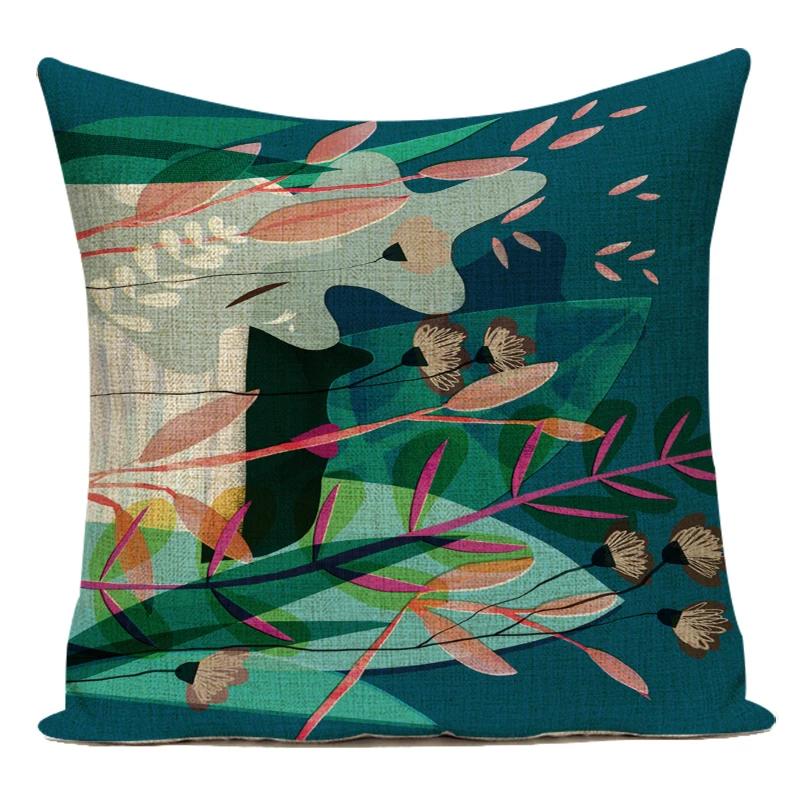 Polyester Tropical Plant Monstera Palm Leaf Cushion Cover Pillow Cover For Home Chair Sofa Decorative Throw Pillowcase