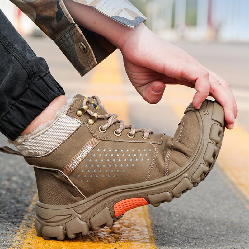New Winter Thickened Wool Work Safety Shoes For Men Steel Toe Cap Work Boots Non Slip Security Shoes Male Snow Boots