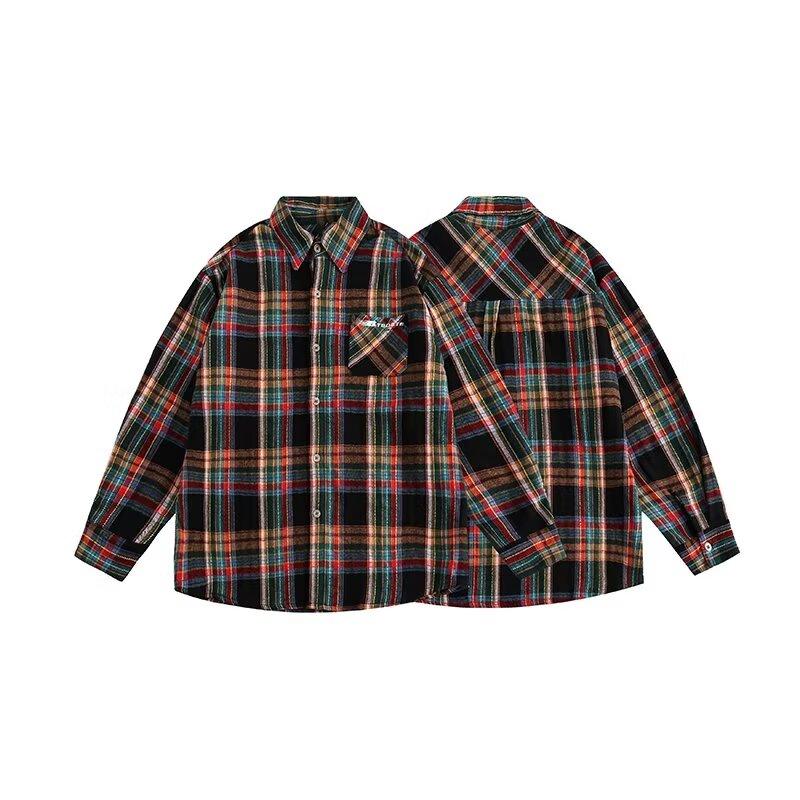 2024 Letter Long Sleeve Shirt Japanese Hong Kong Style Ins Loose Shirt Boys Summer Trendy Versatile Casual Coat