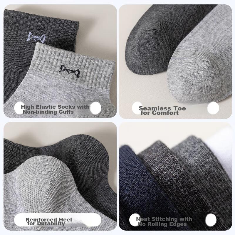 MIIOW 6-Pair Pack Men's Socks, 100% Pure Cotton Autumn And Winter Short Socks, Casual Boat Socks, Sweat-Absorbing Breathable Ankle Socks for Me