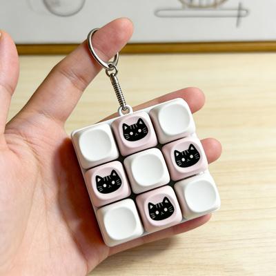 9-Key Black Cat Fidget Keyboard Stress Relief Keyboard Finger Clicker Keychain Office School Travel Decompression Button Sensory Toy