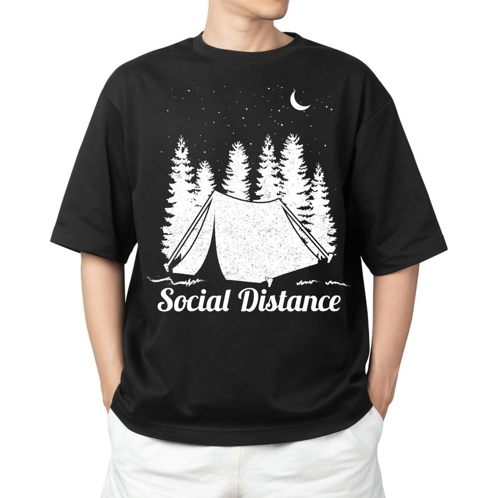 Social Distancing Sweatshirt – Funny Camping Shirt for Outdoors Retro Unisex Tshirt