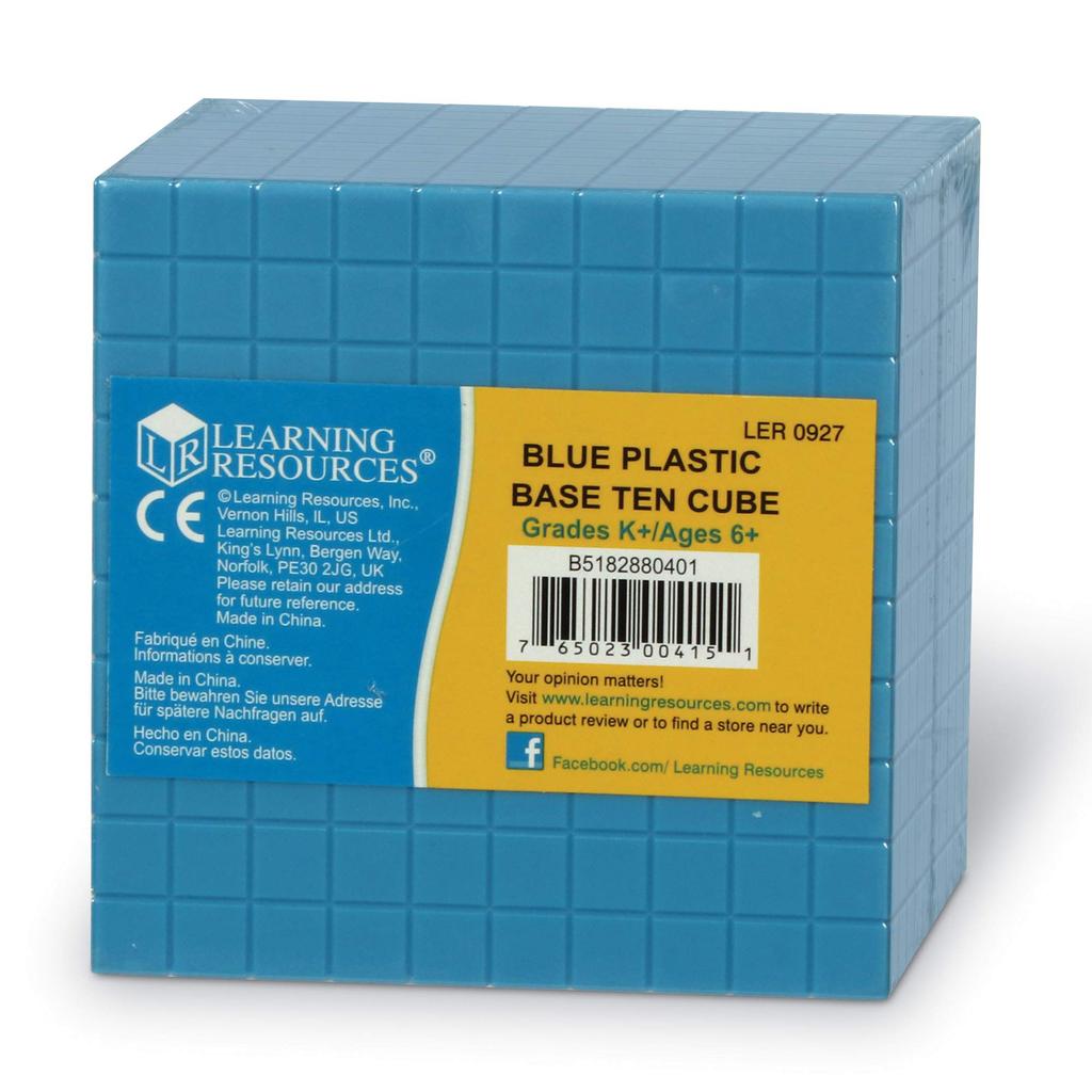 Learning Resources Plastic Base Ten Series 1 Cube Plastic Base Ten 10 x 10 x 10cm 1 Cube LER 0927