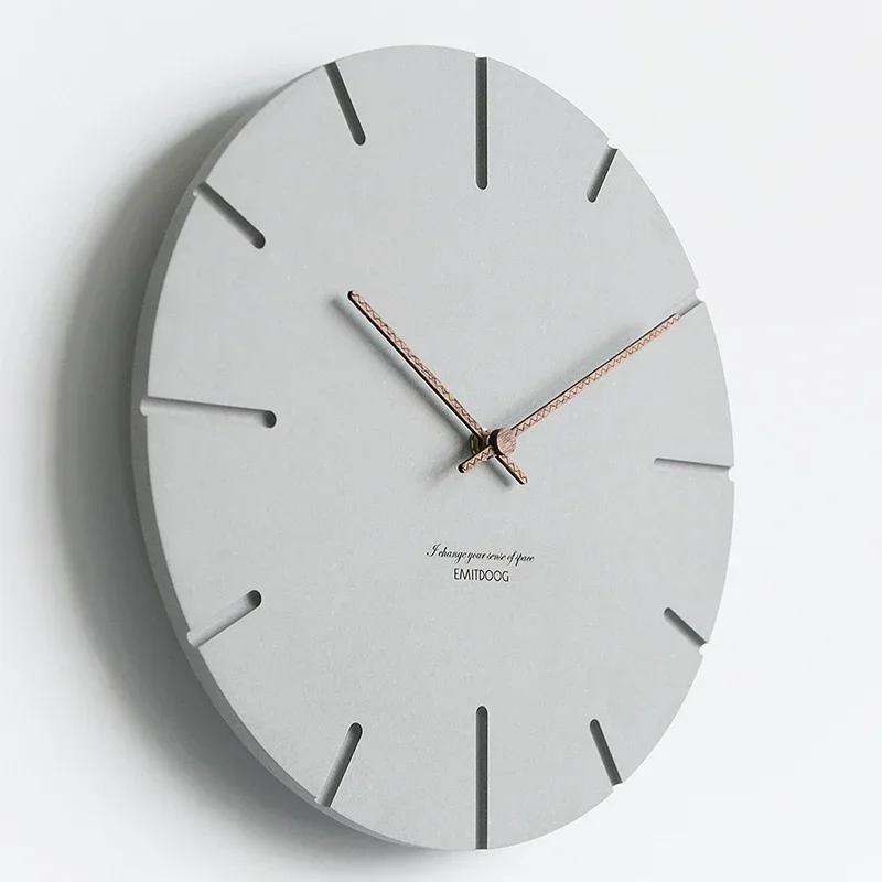 12 Inch Nordic Wall Clock Modern Creative Clock Minimalist Living Room Hanging Clock Bedside Mute Wood Home Decor E6G8G8