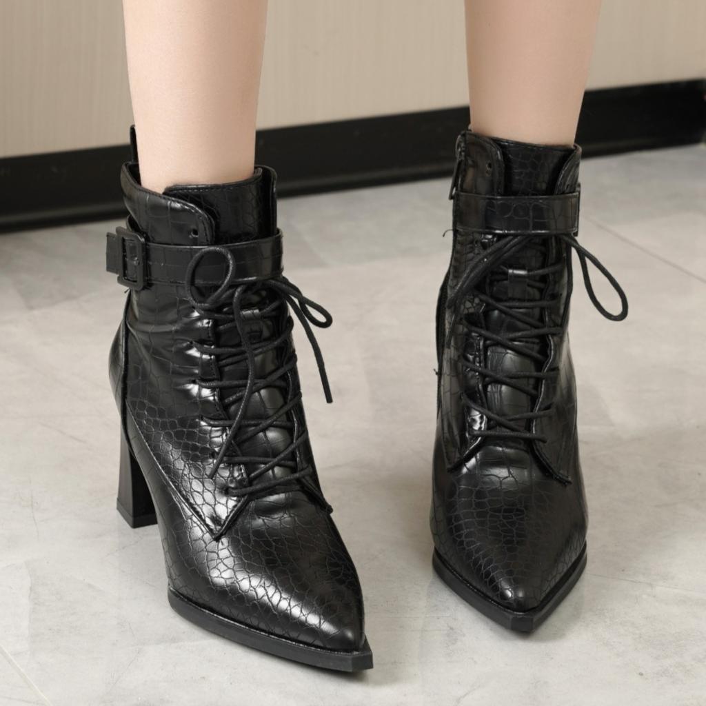 Serpentine High Heels Ankle Women Boots Sexy Pointed Toe Shoes Elegant Office Shoes 2025 Trend Casual Shoes Chelsea Botas Mujer