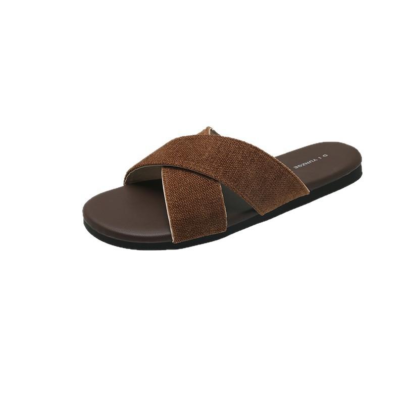 Korean version of simple flat-bottomed cool slippers women's summer new fashionable versatile outer wear light non-slip cross one-word drag