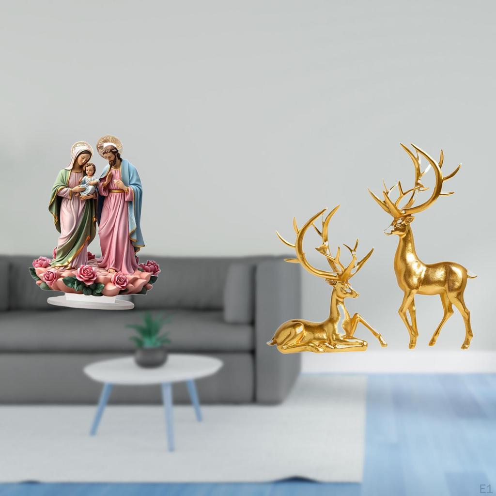 Table Sign Acrylic Desktop Decor Deer Sculpture Statue Resin Figurines Design Suitable for Bookshelf