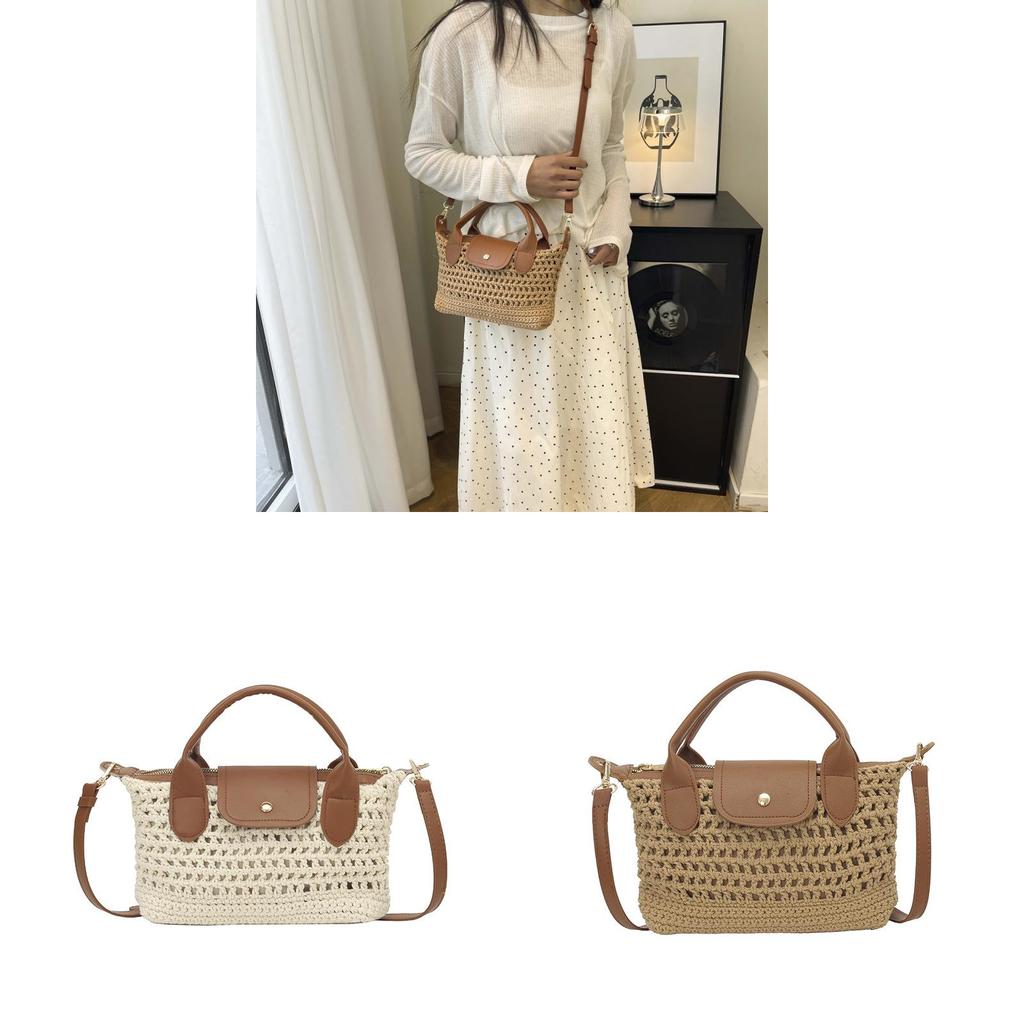 Small Handwoven Duffle Bag With Zipper Closure For Commute