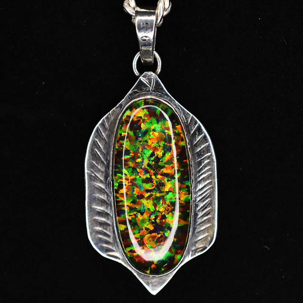 Natural Opal Pendant 41 ct 925 Sterling Silver Oval October Birthstone for Gem Collections