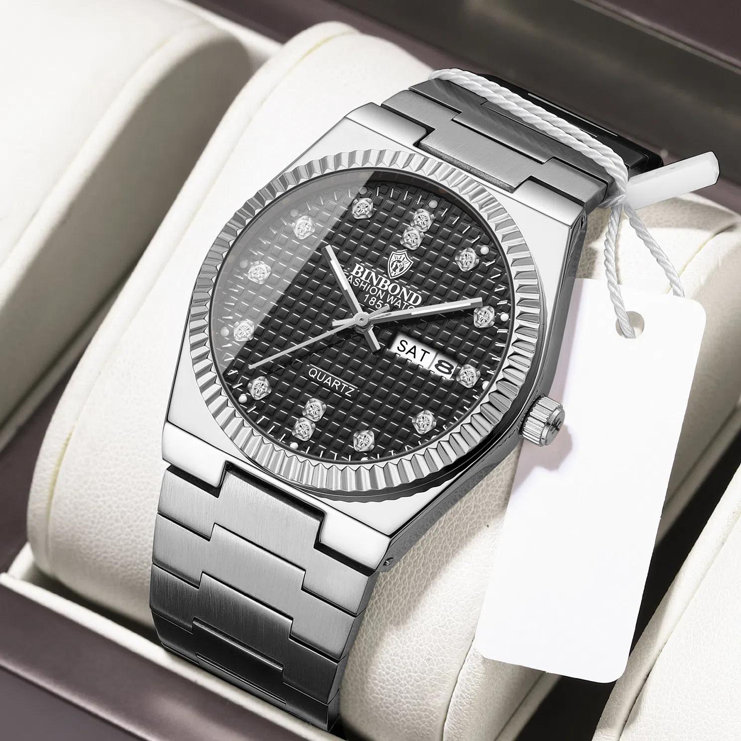 

Роскошные спортивные мужские наручные часы военные кварцевые часы для мужчин 30 м водонепроницаемые светящиеся часы с датой из нержавеющей стали мужские часы