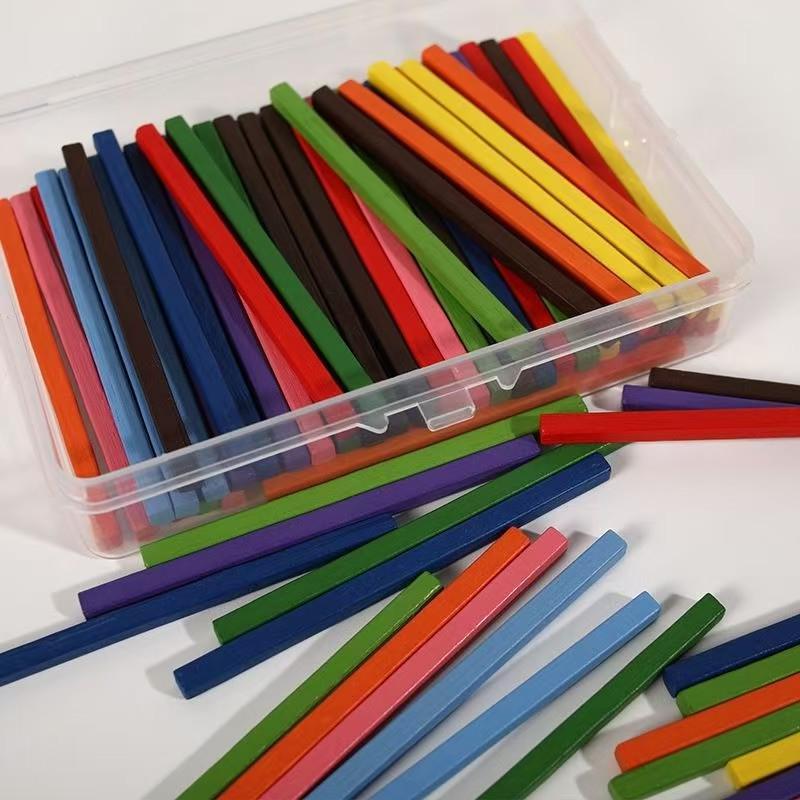 Colored Wooden 3D Geometric Shapes for Primary School Math: Cube, Cylinder, Rectangular Prism Building Blocks