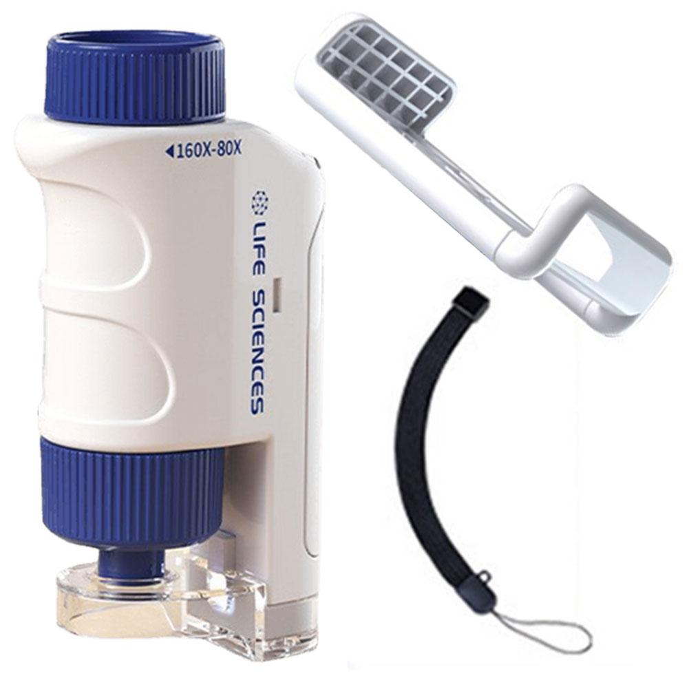 60X-120X Mini Pocket Microscope Handheld Microscope Kit Battery Powered Microscope With LED Light Biological Kids Science
