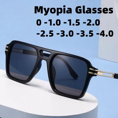 Neue Modische Doppelsteg-Myopie-Sonnenbrille Trendige Streetstyle-Tönungen Outdoor UV-Schutz Brille Dioptrien 0 Bis -4,0