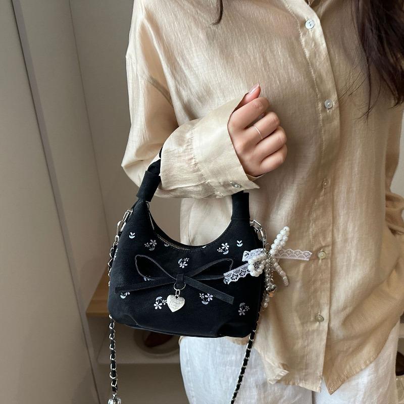 Trend pleated portable bow dumpling bag women's summer new chain shoulder messenger bag