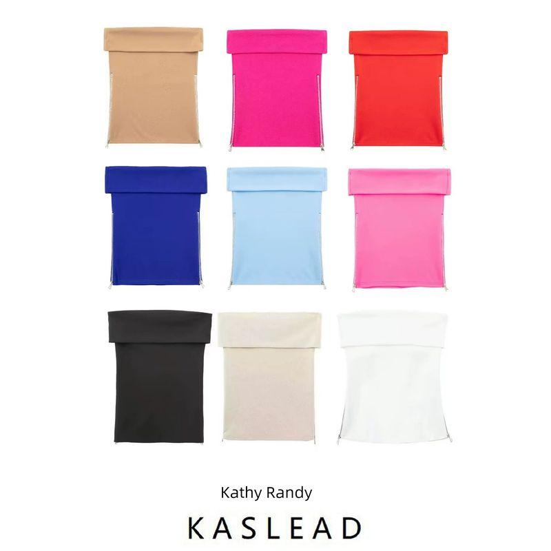 Kaslead Fashion Wind Straight Collar Knitting Zipper Tops