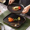 Black Frost Steak Plate 8-inch Household Square Gold Border Western Dining Plates Western Restaurant Italian Pasta Tableware