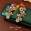 Exquisite Gold-Plated Flower Stud Earrings: Luxurious Retro Ear Jewelry