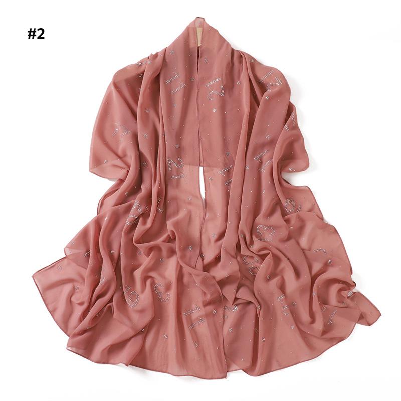 Rhinestone Arabic Numerals Beads Bubble Chiffon Hijab Shawls Women Wrap Elastic Muslim Full Cover Islam Foulards Bonnet Headband