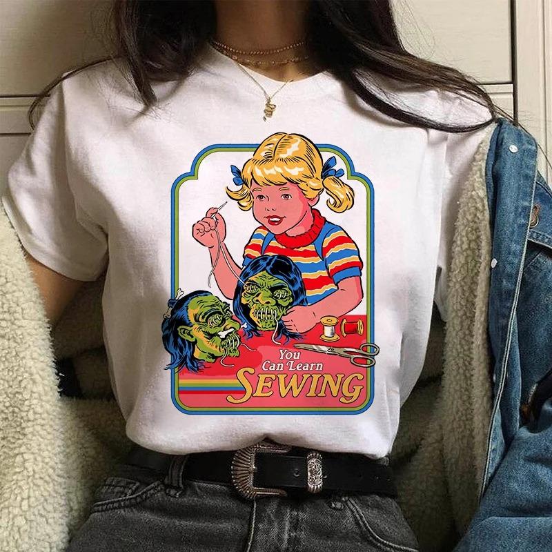 ZX TEE Demon Devil Anime Streetwear Fashion Girls T-Shirts Harajuku Kawaii Clothes Short Sleeve Summer Tees Casual Female O-Neck Tops