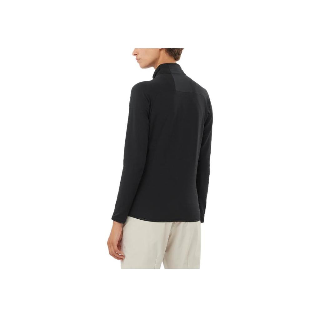 Salomon Essential Lightwarm Stand Collar Solid Long Sleeve Jacket Women jackets Deep-Black LC2225100