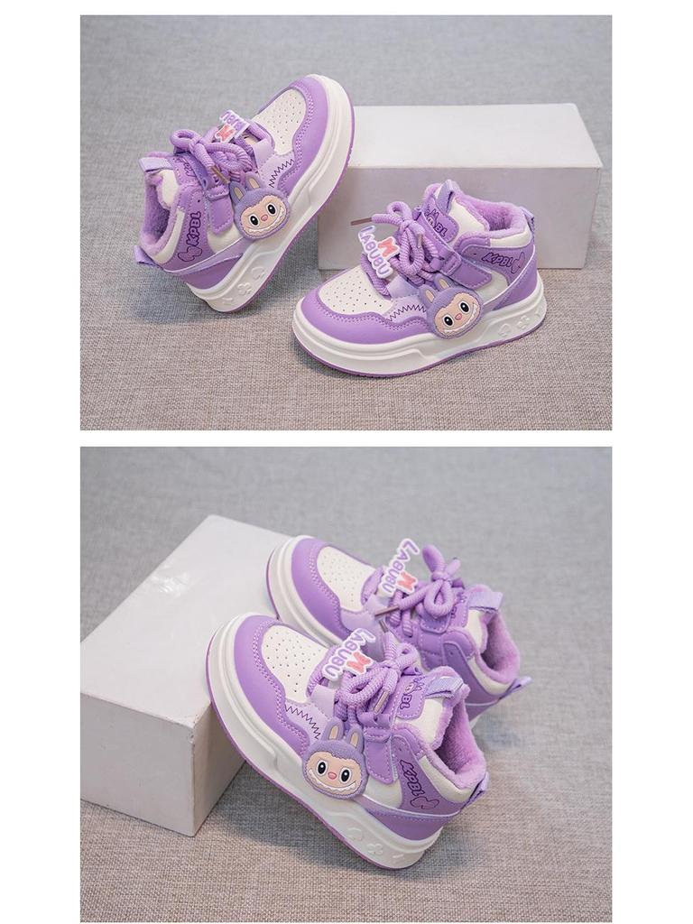 Kinder Winter Baumwolle Schnür-Prinzessin-Sneaker mit Samt-Wärme