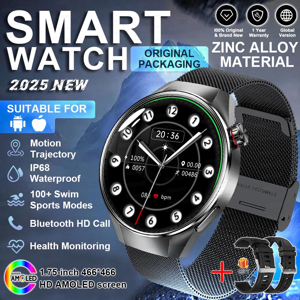 New HD Bluetooth Call GPS Tracker Smart Watch Heart Rate Blood Oxygen Health Monitor IP68 Waterproof Sports SmartWatch Men