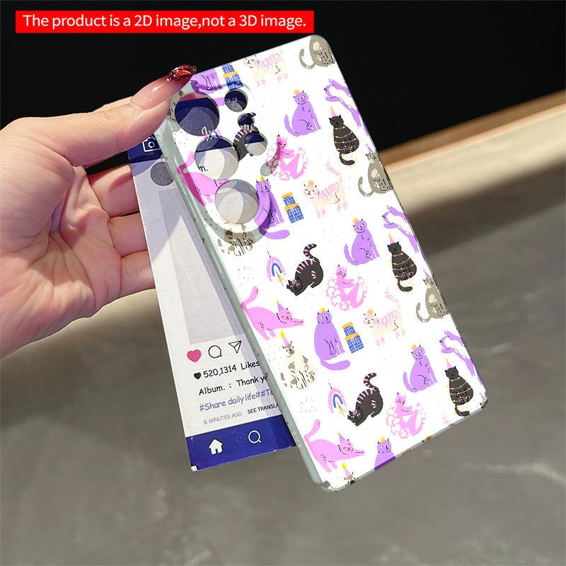 2DFlat Samsung phone case Cute Cats Party Pattern Phone Case Applicable to Galaxy S23 S24 S25ULTRA S26 A12 A14 A15 A16 A54 A55