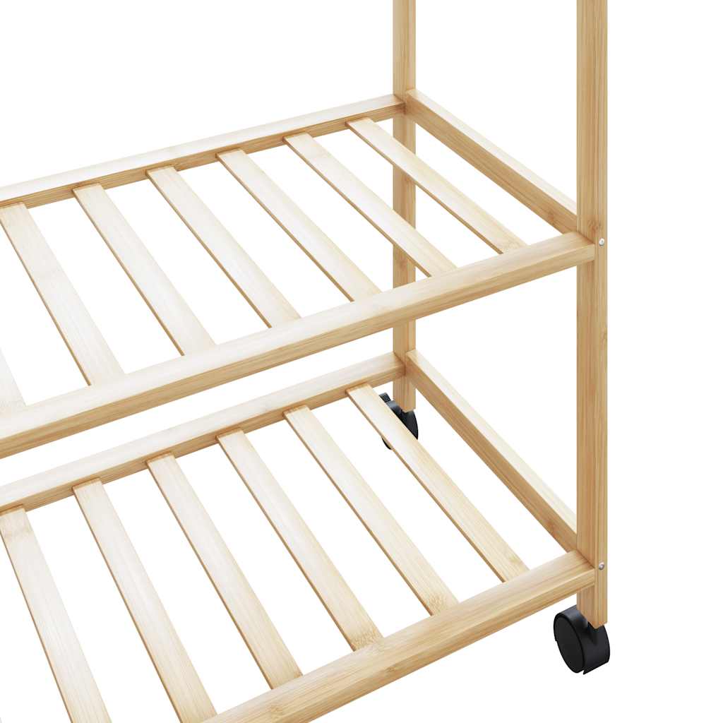 Clothing Rack with Shelves and Casters 90 X 40 X 179.5 Cm Bamboo
