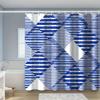 Modern Nordic Geometric Stripe Shower Curtain - Blue & White, Polyester Fabric, Includes Hooks, All-Season Bath Decor