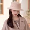 Autumn and winter French flat-brimmed hat retro light luxury simple top hat women's face small wool blended hat temperament thousand gold hat